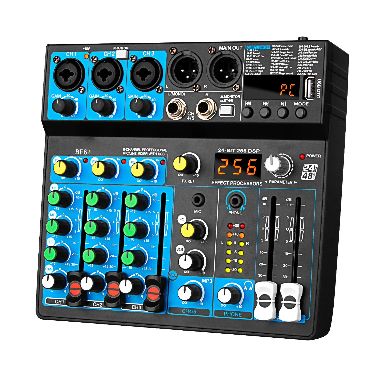 6chオーディオミキサー BF6+ Bluetooth DSP搭載 Audio-Console-Mixer.jpg